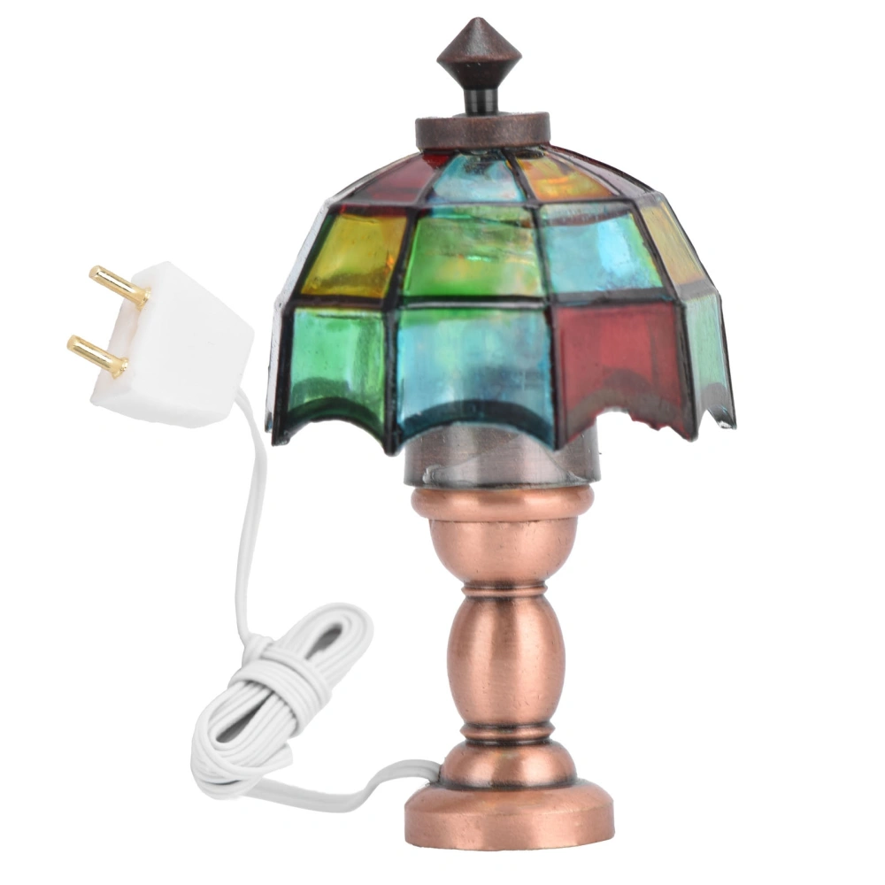 1:12 Dollhouse LED Desk Lamp Miniature Table Lamp with Umbrella Shaped Lampshade