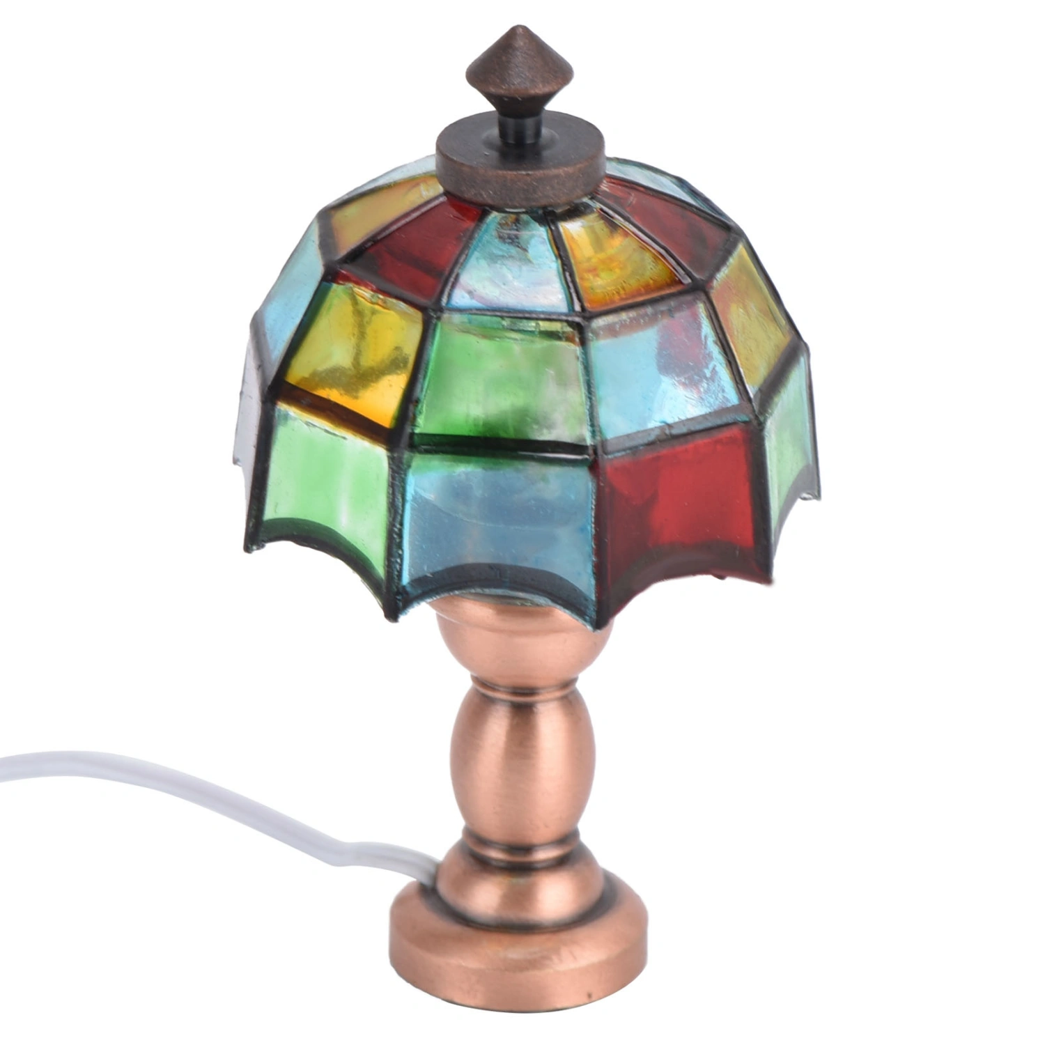 1:12 Dollhouse LED Desk Lamp Miniature Table Lamp with Umbrella Shaped Lampshade