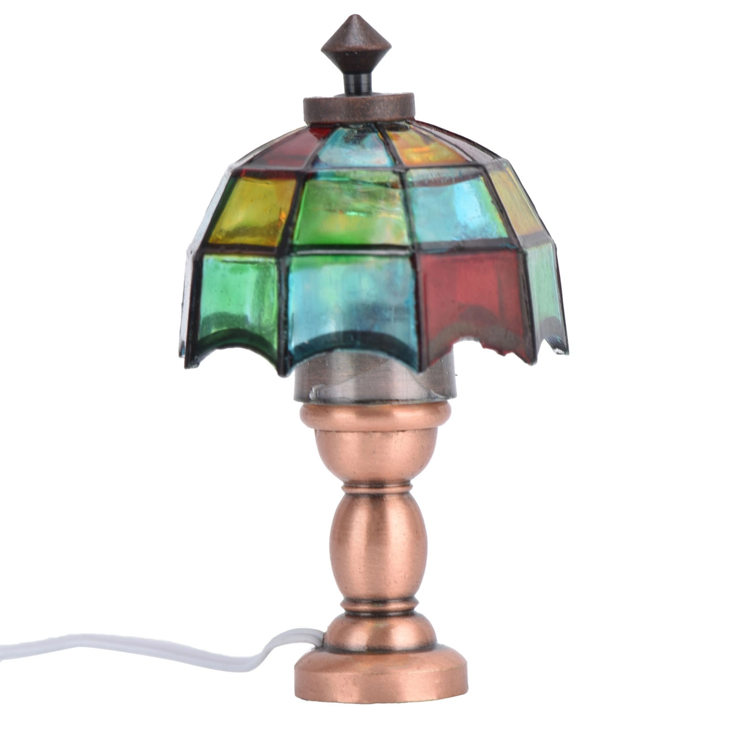 1:12 Dollhouse LED Desk Lamp Miniature Table Lamp with Umbrella Shaped Lampshade