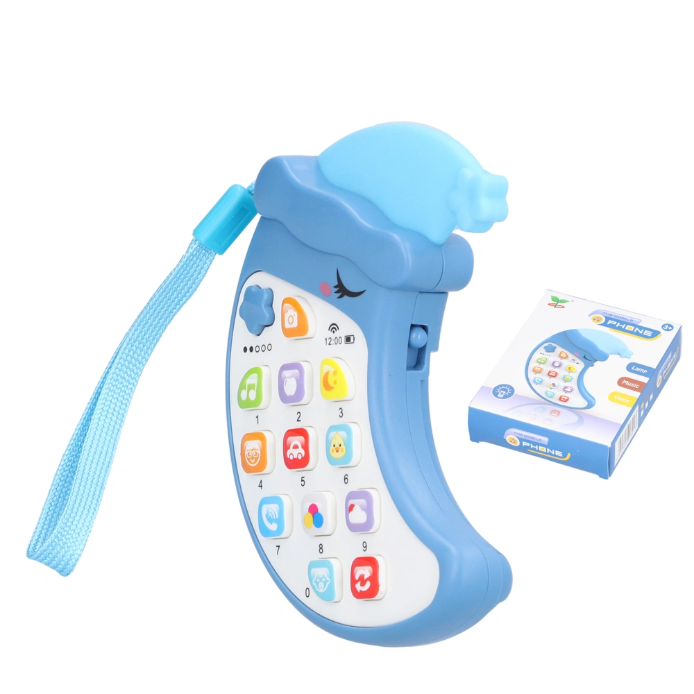 Kids Phone Toys Moon Shape Early Educational Learning Mobile Phone with Music LightBlue