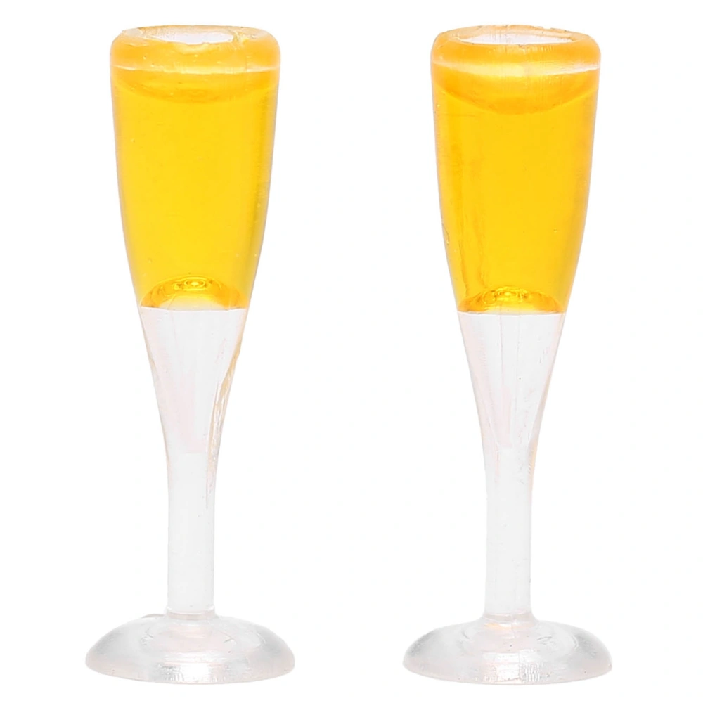 2pcs Dollhouse Champagne Glass Model Miniature Bar Pub Champagne Cup Toy AccessoryChampagne Glass