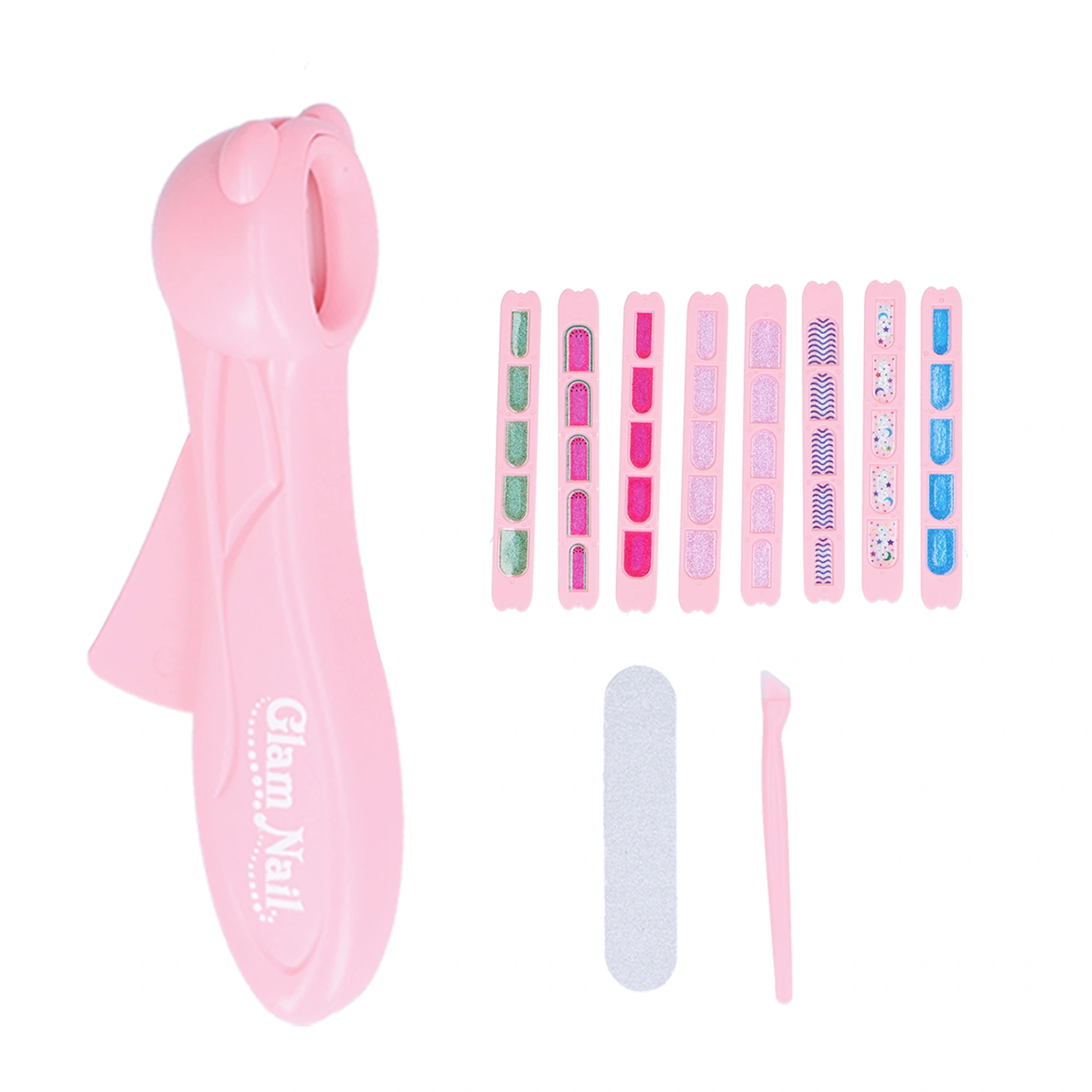 Nail Stamping Machine Set Glitter Stickers Nail File Children DIY Nail Art Printer Kit