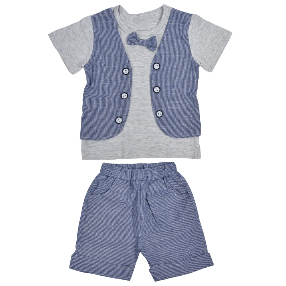 Summer Baby Boy Gentleman Tie Short Sleeve Shirt Shorts Set Children Clothing SetLight Blue 110cm / 43.3in