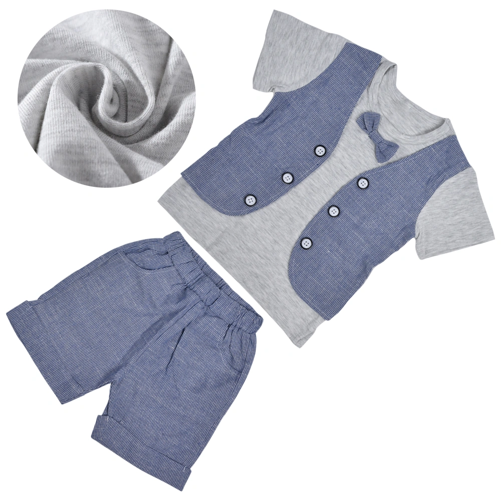 Summer Baby Boy Gentleman Tie Short Sleeve Shirt Shorts Set Children Clothing SetLight Blue 90cm / 35.4in