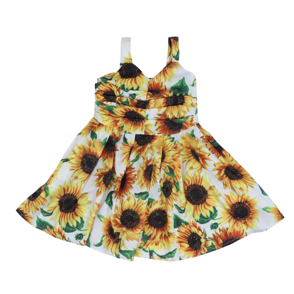 Sunflower Pattern Summer Children Girls Dress Sleeveless Toddler Little Girl Outfit DressYellow 90cm / 35.4in