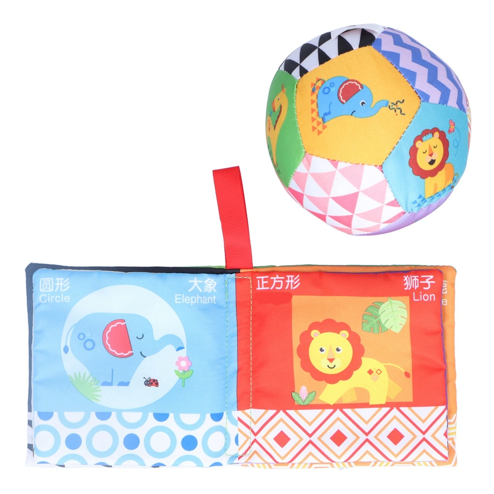 Baby Cartoon Animal Geometric Pattern Cloth Book Infant Colorful Soft Rattle Ball Toy