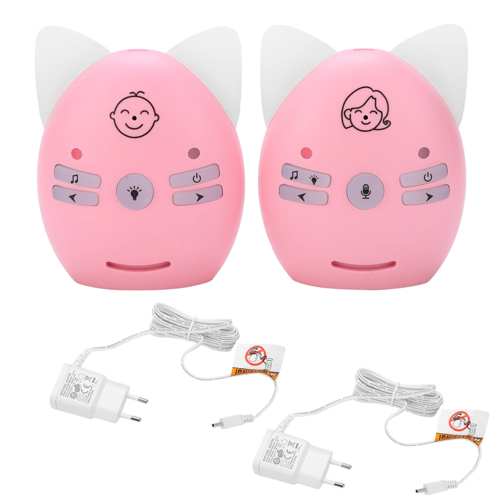 Wireless Audio Baby Monitor Two Way Talk Baby Monitor with Music Pink (100-240V)(EU Plug )