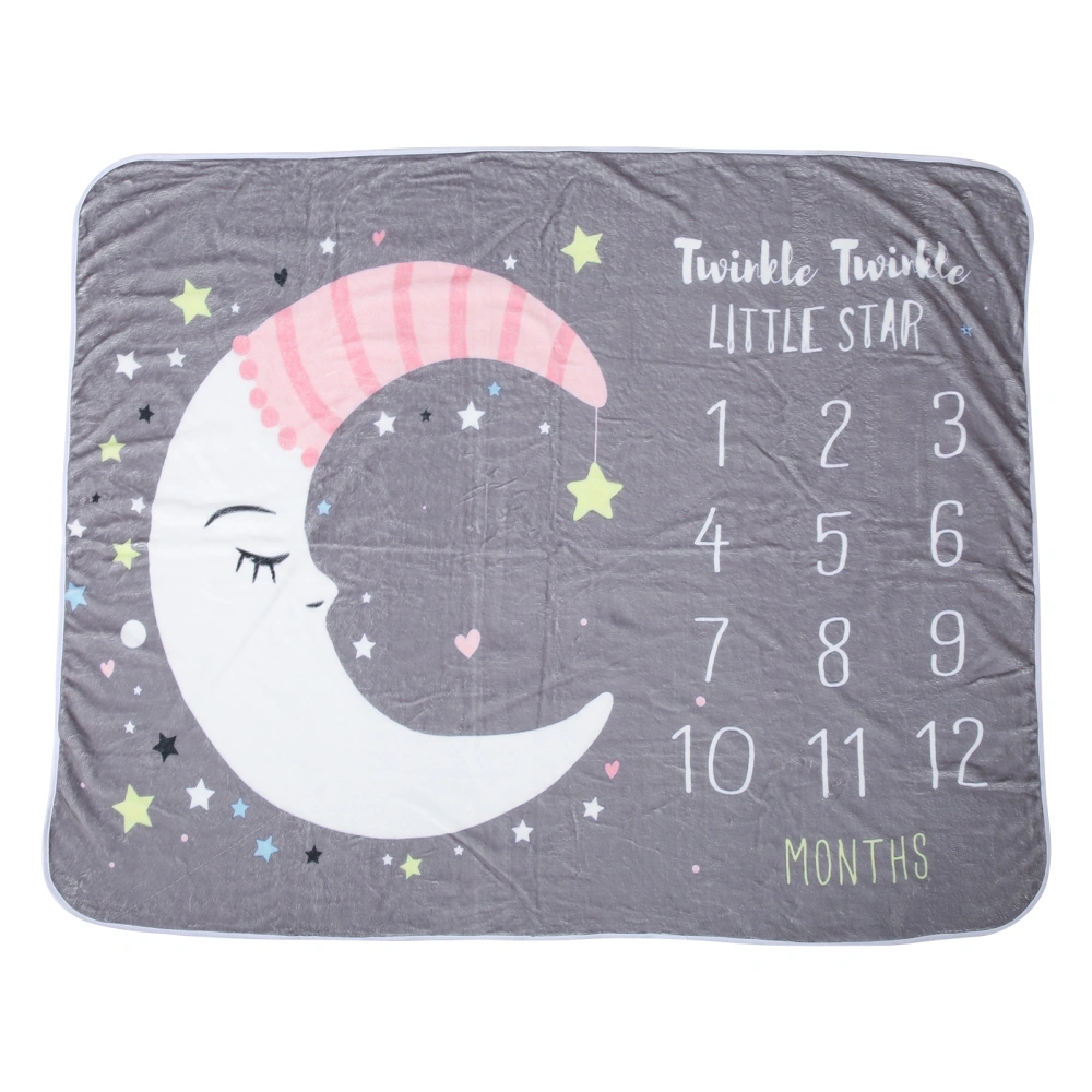 Baby Monthly Milestone Blanket Moon&amp;Stars Pattern Growth Chart Photography Background Blanket