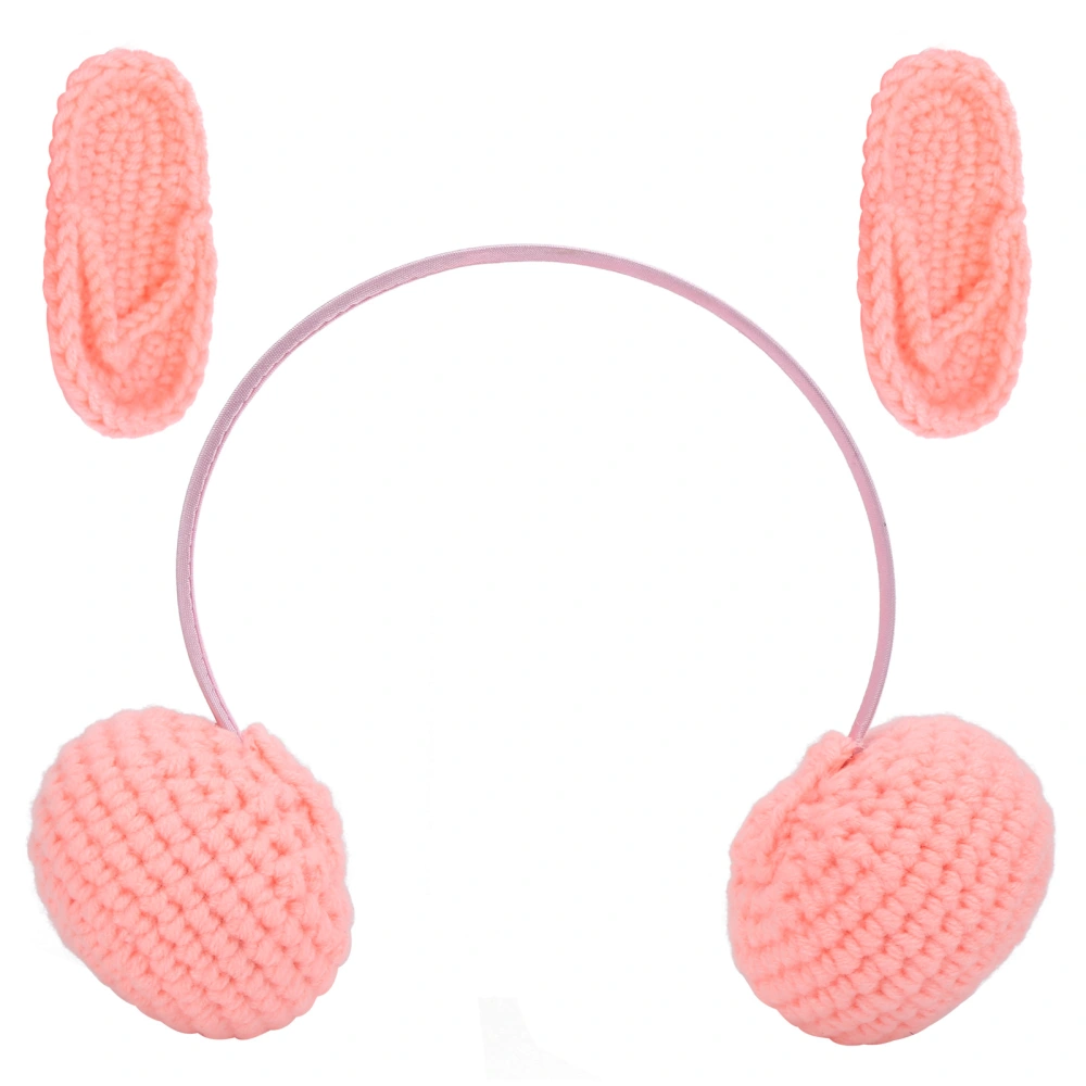 Baby Slipper Earphone Set Photography Props Newborn Knitting Wool Photography PropsPink