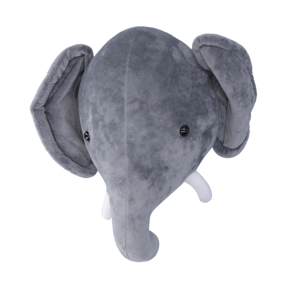 Plush Head Stuffed Hanging Wall Decor Animal Wall Art Ornament Stuffed Decoration ToysGrey Elephant