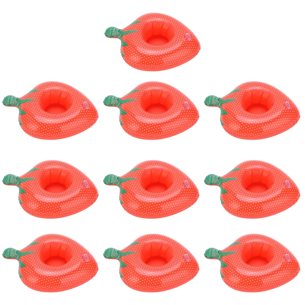 10Pcs Strawberry Shaped Inflatable Cup Coasters Pool Floating Coaster Kids Bath Toys