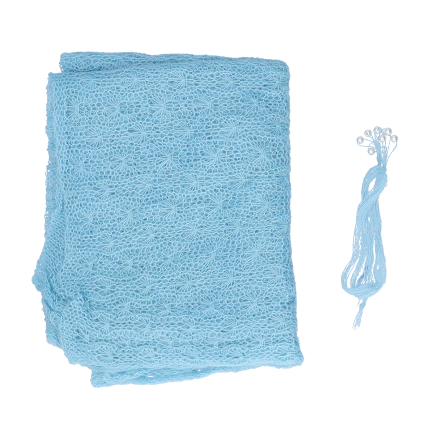 Stretch Newborn Wrap Headband Set Baby Photography Swaddling Wrap Elastic Infant Photo PropsBlue