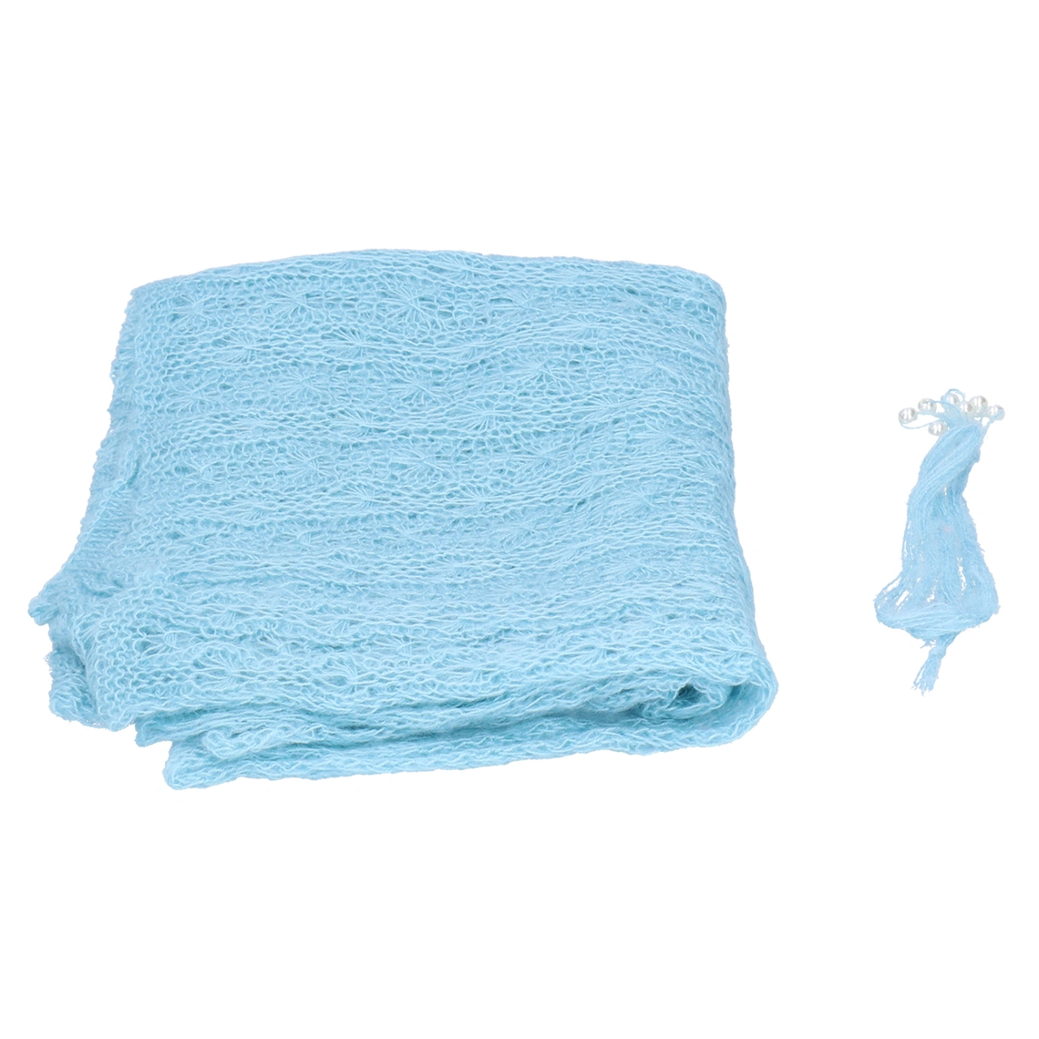 Stretch Newborn Wrap Headband Set Baby Photography Swaddling Wrap Elastic Infant Photo PropsBlue