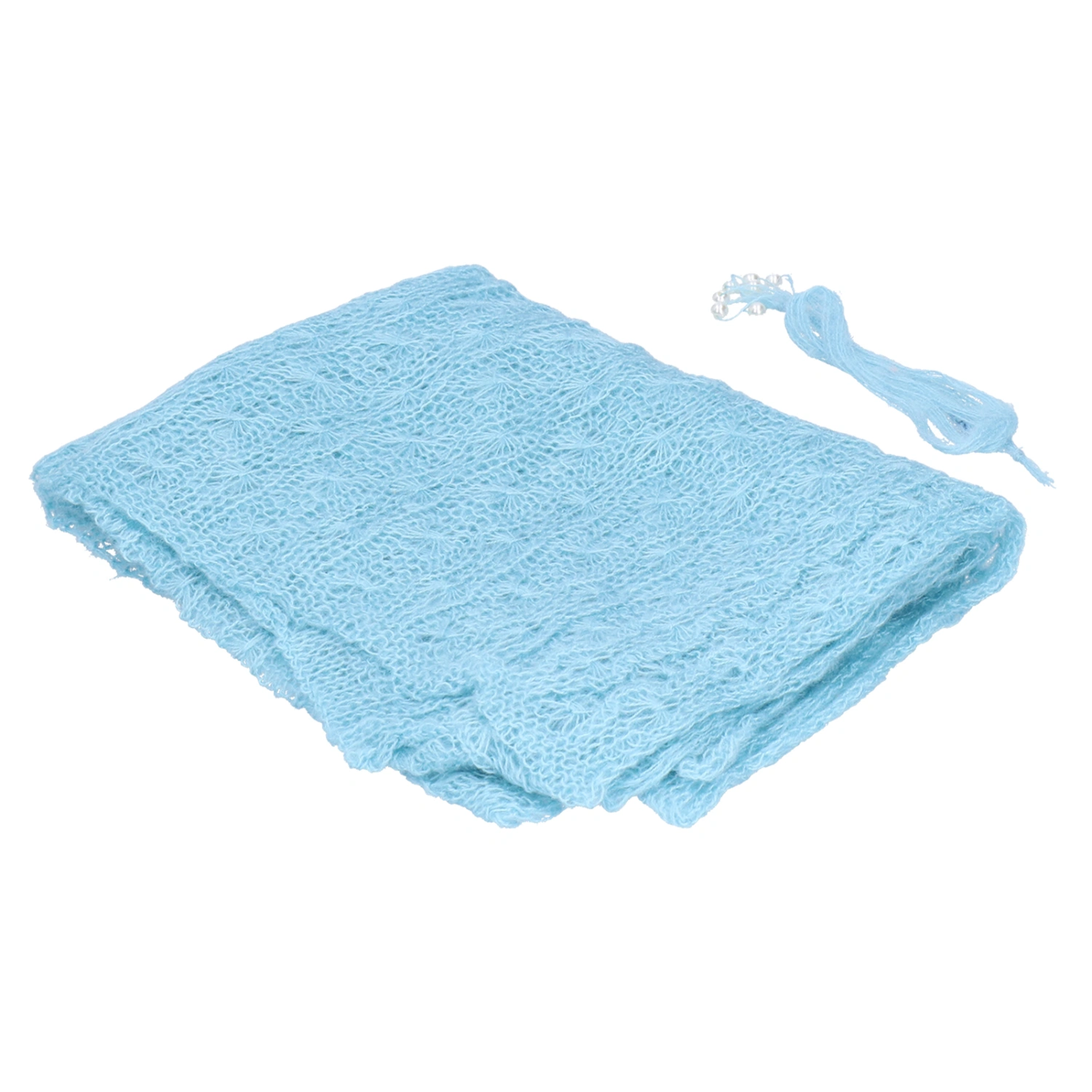 Stretch Newborn Wrap Headband Set Baby Photography Swaddling Wrap Elastic Infant Photo PropsBlue