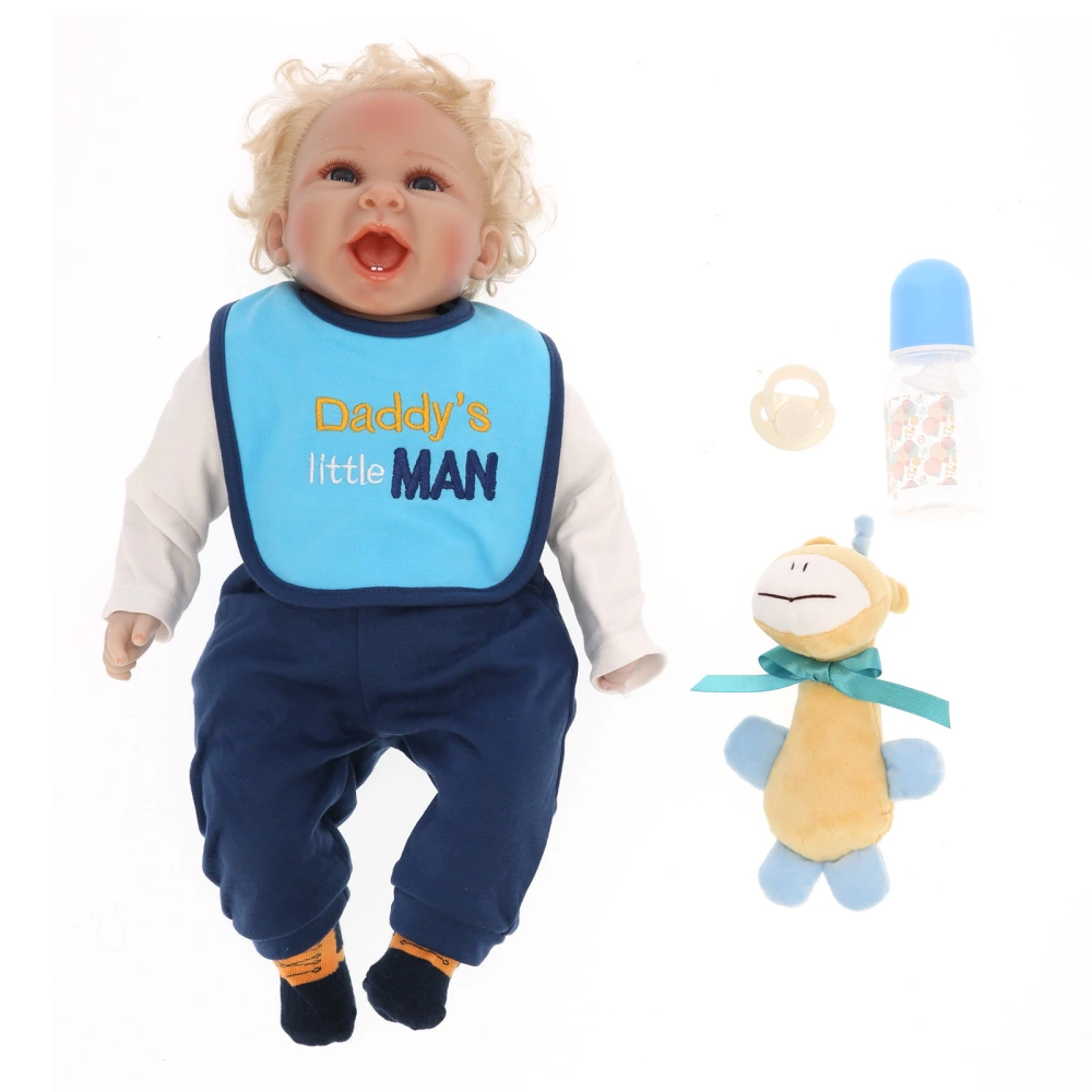 55cm Reborn Boy Doll Lifelike Newborn Baby Doll Children Gift Toy with Bottle Pacifier