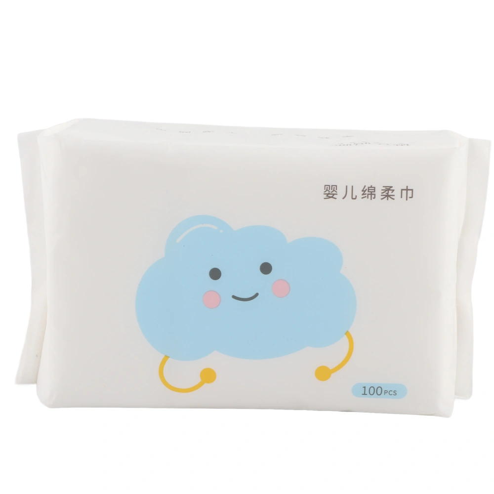 100 Sheets Baby Dry Wipes Non‑Woven Fabric Dry Wet Use Facial Cleaning Disposable Face Towel