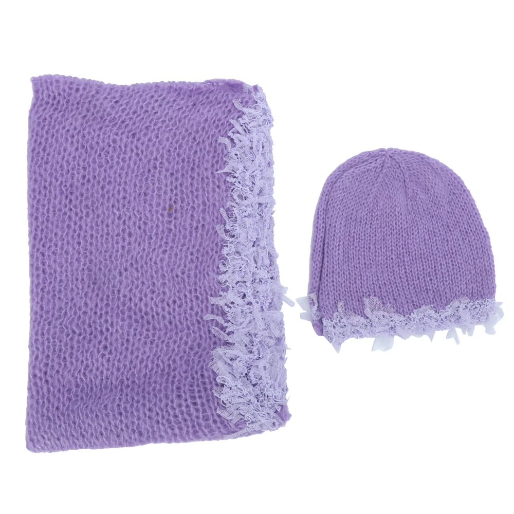 Boys Girls Hat Wrap Set Photography Prop Infant Newborn Baby Photography Props Kit(Light Purple Hat Wrap)