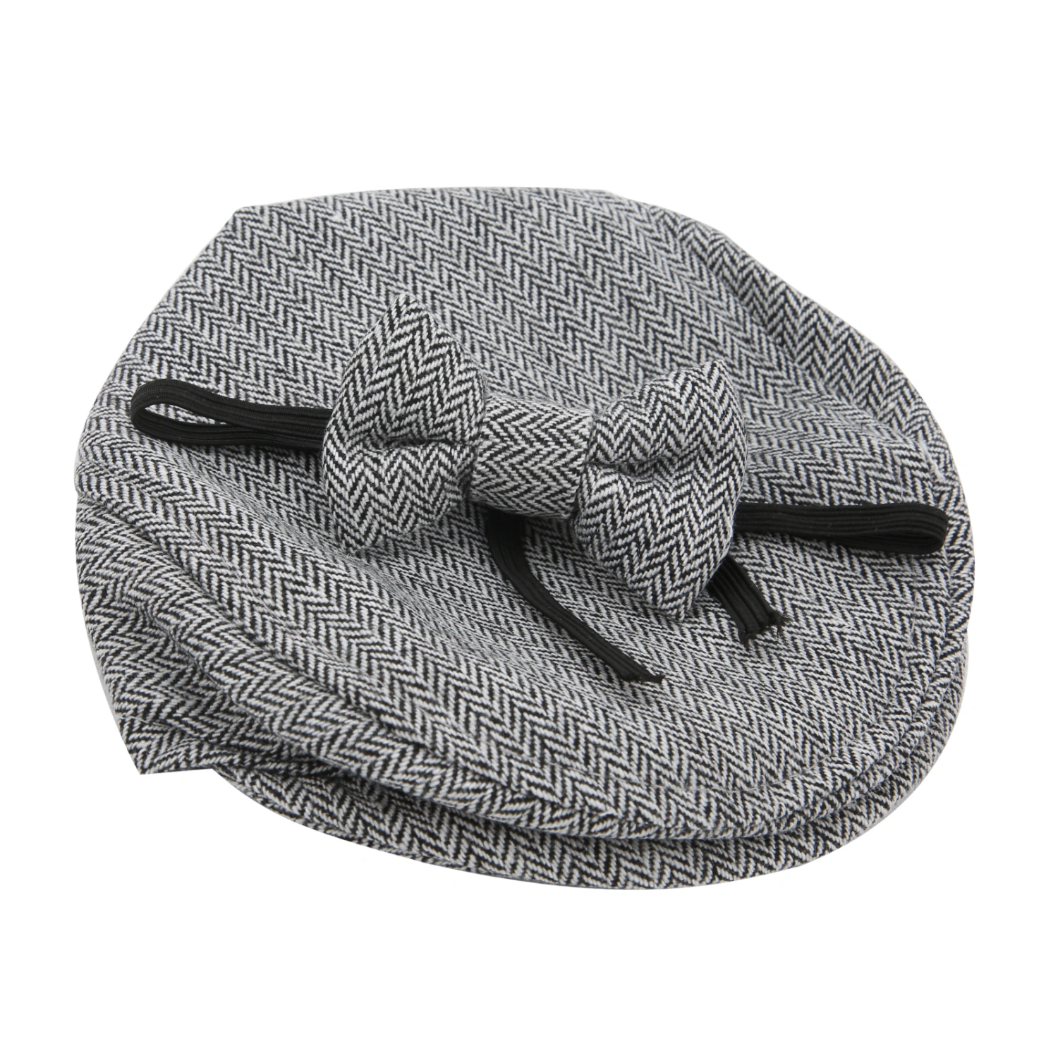 Flat Cap Gentleman Hat Bowtie Photography Prop Infant Newborn Baby Photography Props Set(Black White Gentleman Hat Bowtie)