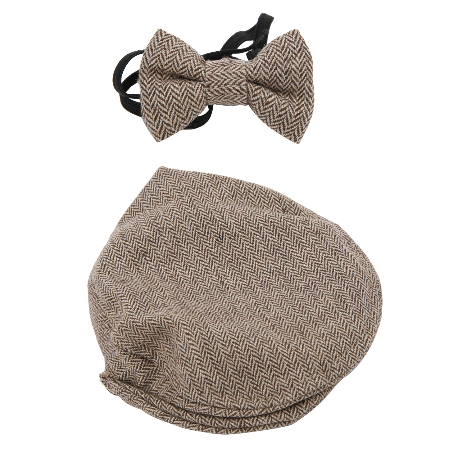 Flat Cap Gentleman Hat Bowtie Photography Prop Infant Newborn Baby Photography Props Set(Coffee Gentleman Hat Bowtie)