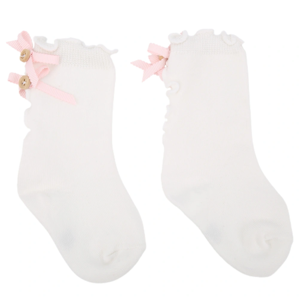 Baby Girls Princess Bowknot Cotton Socks Infant Toddle Soft Socks for 0‑1 Year Old KidsWhite