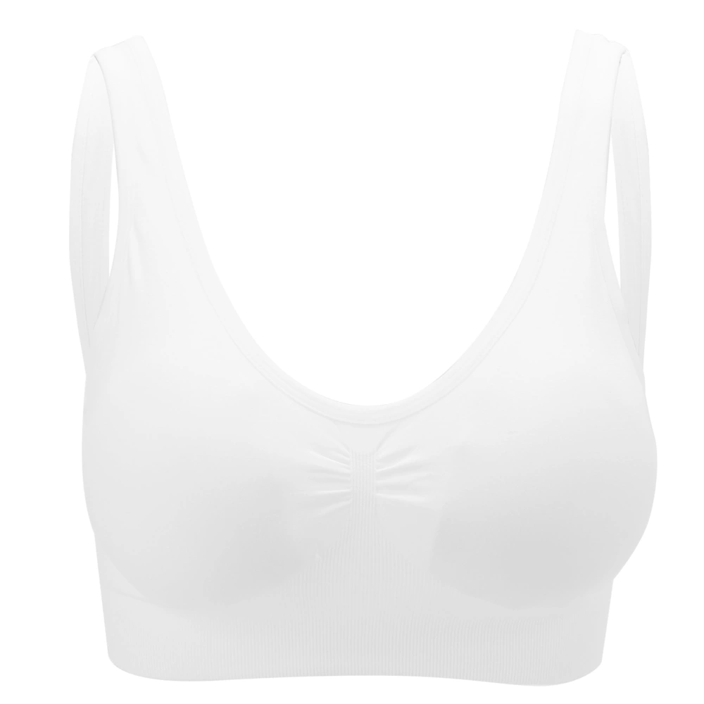 Women Girl Wireless Bra Soft Breathable Sports Bra for Yoga Gym Running FitnessWhite L