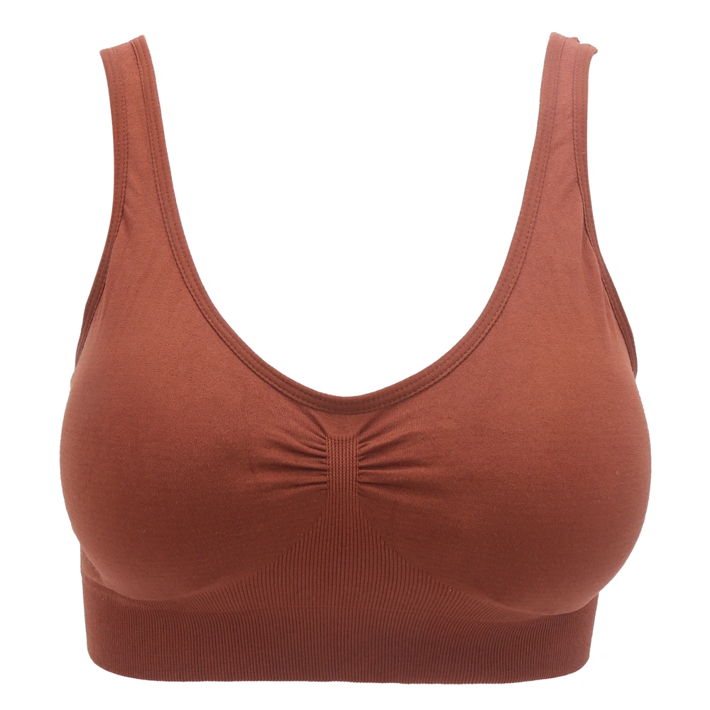 Fitness Sports Bra Wireless Padded Bra Soft Breathable Women Bra for Yoga Gym RunningCoffee L