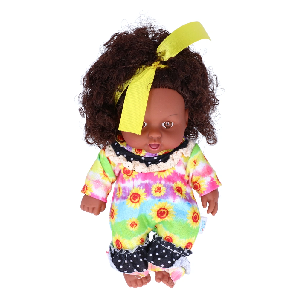 Black African Girl Dolls Simulation Baby Play Doll Children Kids Toddler Toy Birthday Gift 25cm / 9.8in Q8-053C