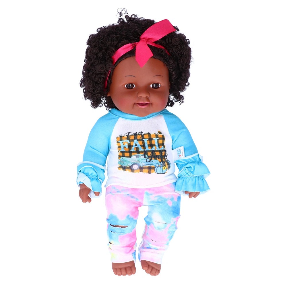 12 Inch Lovely Simulated Black Girl Doll African Baby Doll Kid Role Play Toy Birthday GiftQ12‑078C