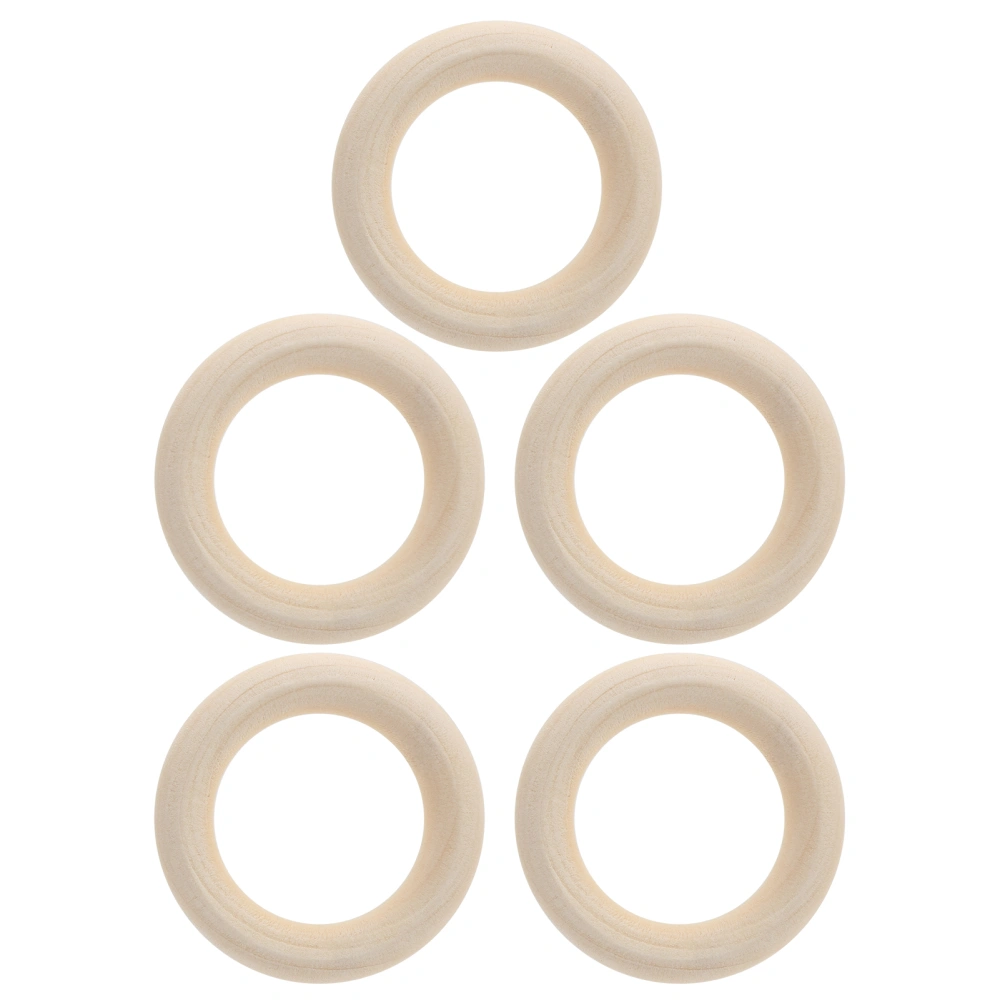 5pcs Wood Color Baby Teething Ring Unfinished Circles DIY Craft Pendant Connectors40mm / 1.6in