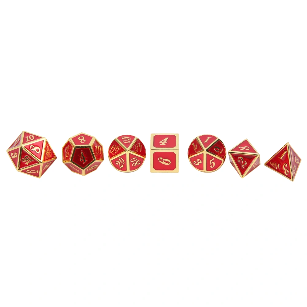 7pcs Zinc Alloy Dice Role Playing Game Polyhedral Dice Set for Table Board Playing GamesRed Gold