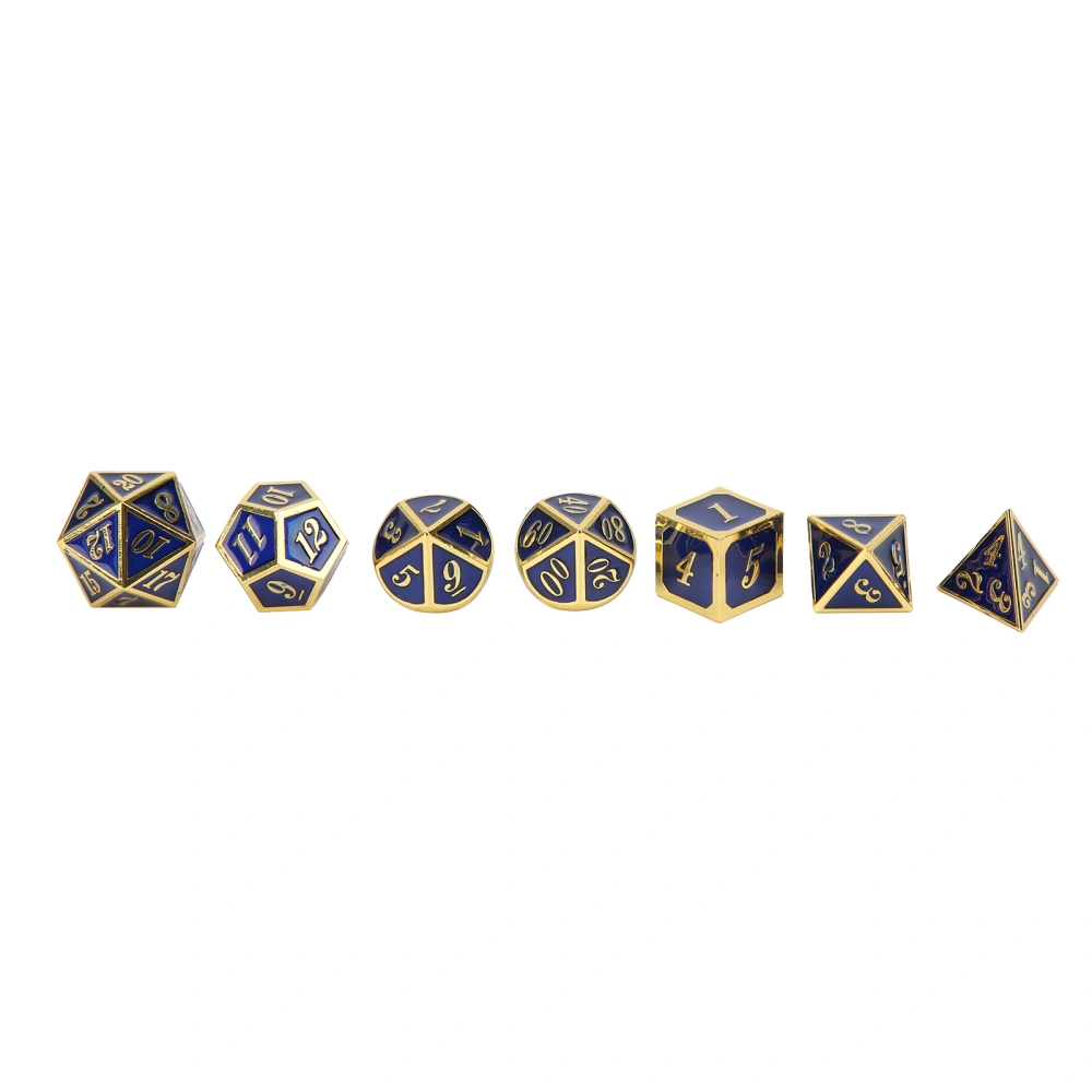 7pcs Zinc Alloy Dice Role Playing Game Polyhedral Dice Set for Table Board Playing GamesBlue Gold