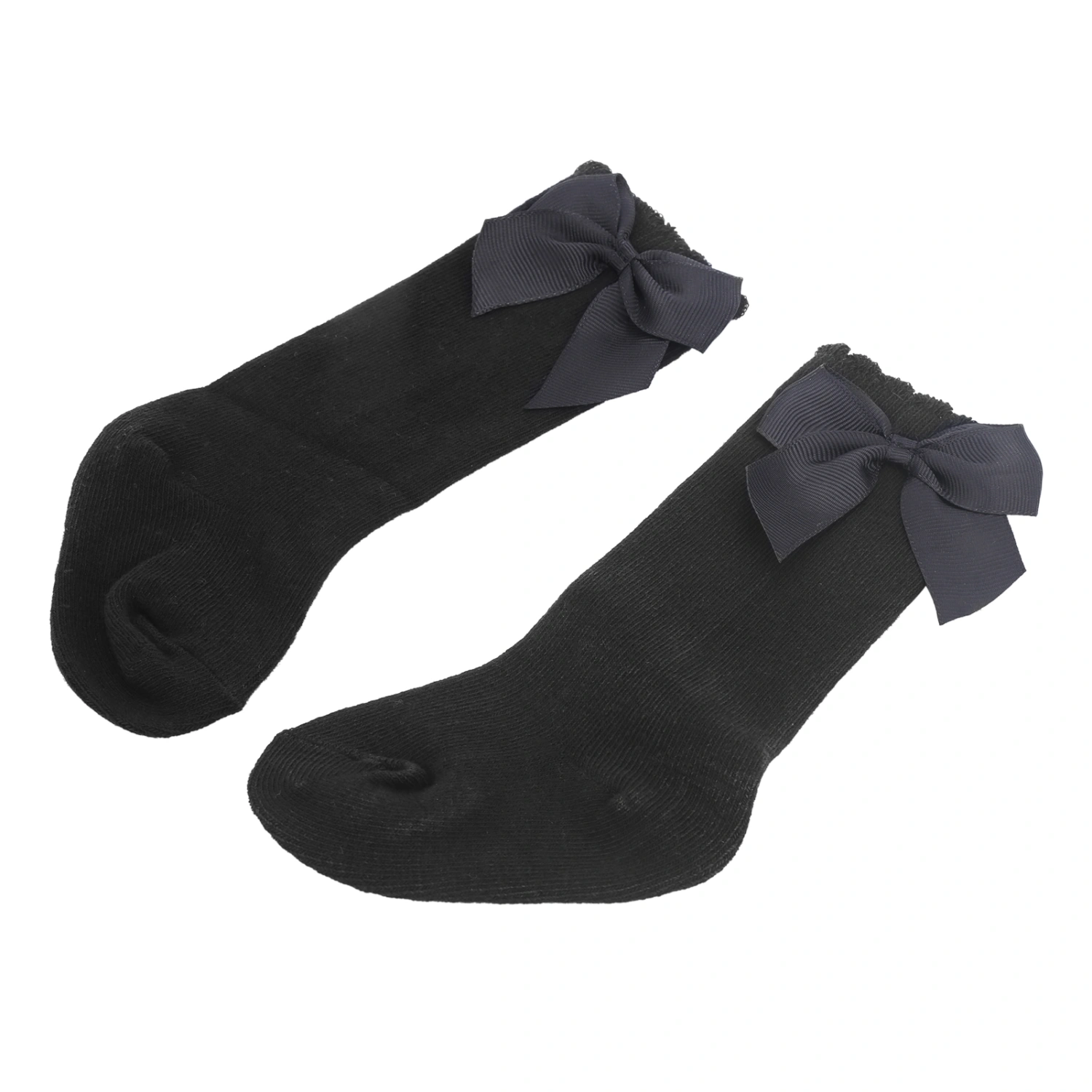 Girls Infant Skin Friendly Knee High Socks Infant Soft Stylish Lovely Long Socks with Bow(Black )
