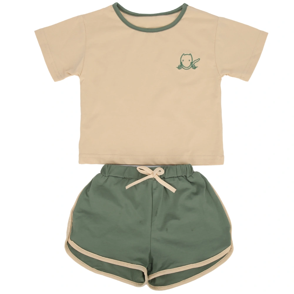 Baby Toddler T-Shirt Pants Set Summer Simple Cute Girls Infant Skin-Friendly Clothes SuitGreen 73CM