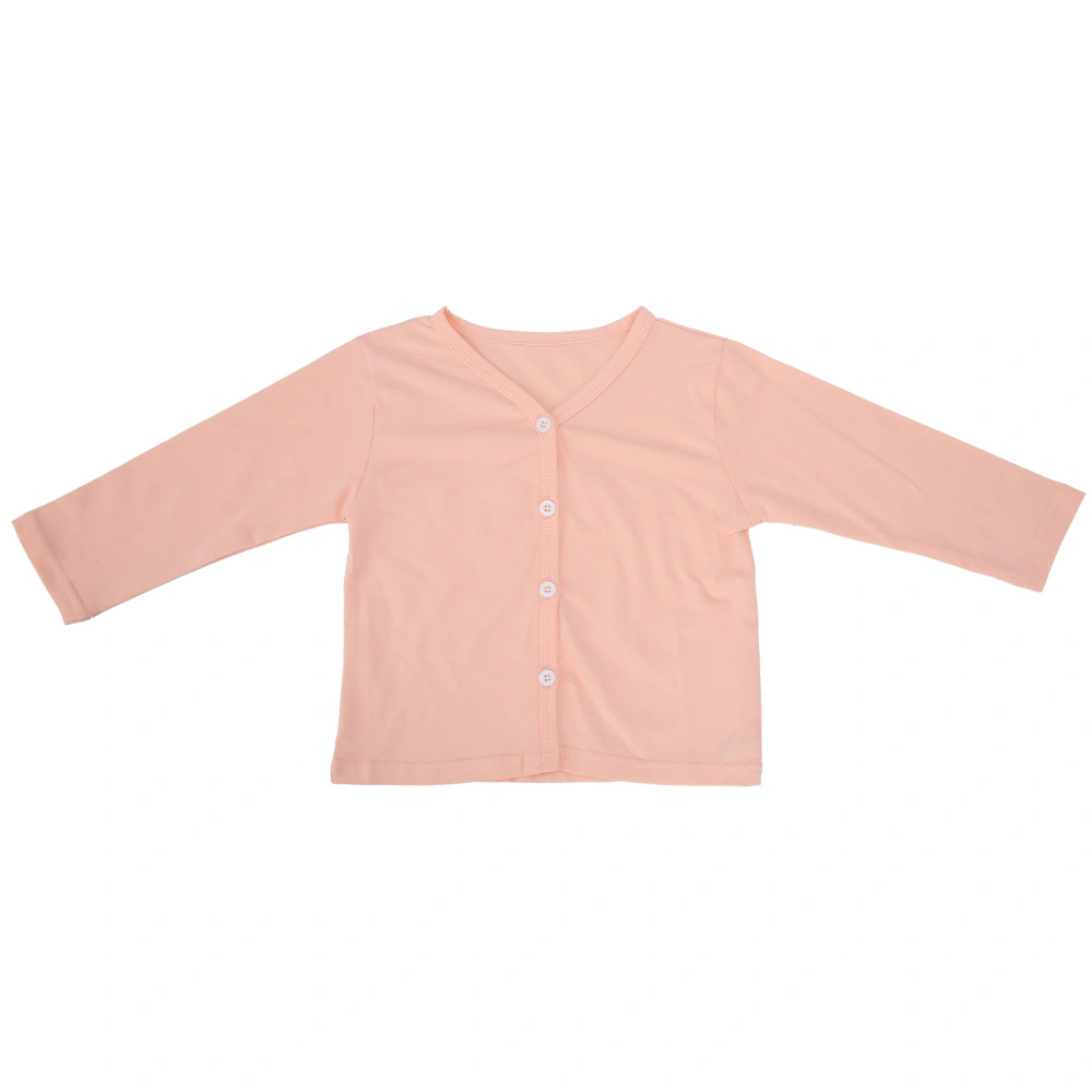 Long Sleeve Cardigan Summer Button‑Down Soft Cotton Cardigan for Little Baby GirlsPink 100cm