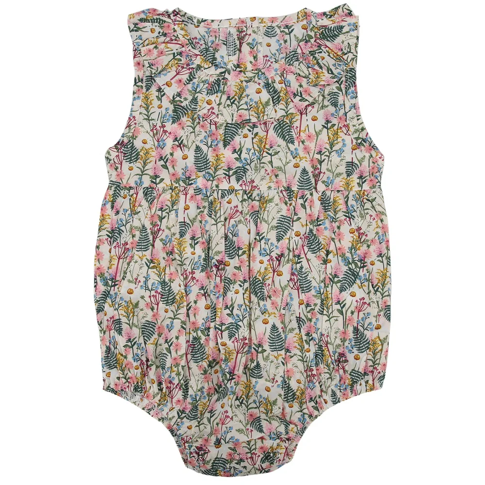 Newborn Baby Floral Jumpsuit Summer Sleeveless Lapel Bodysuit for Infant Baby ClothingApricot 73cm