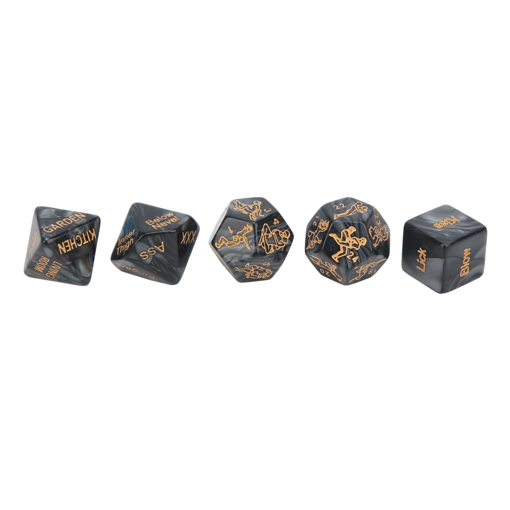 5pcs Valentine's Day Couple Dice Lovers Bachelor Party Multiple Pose Sexual Dice Toy Black