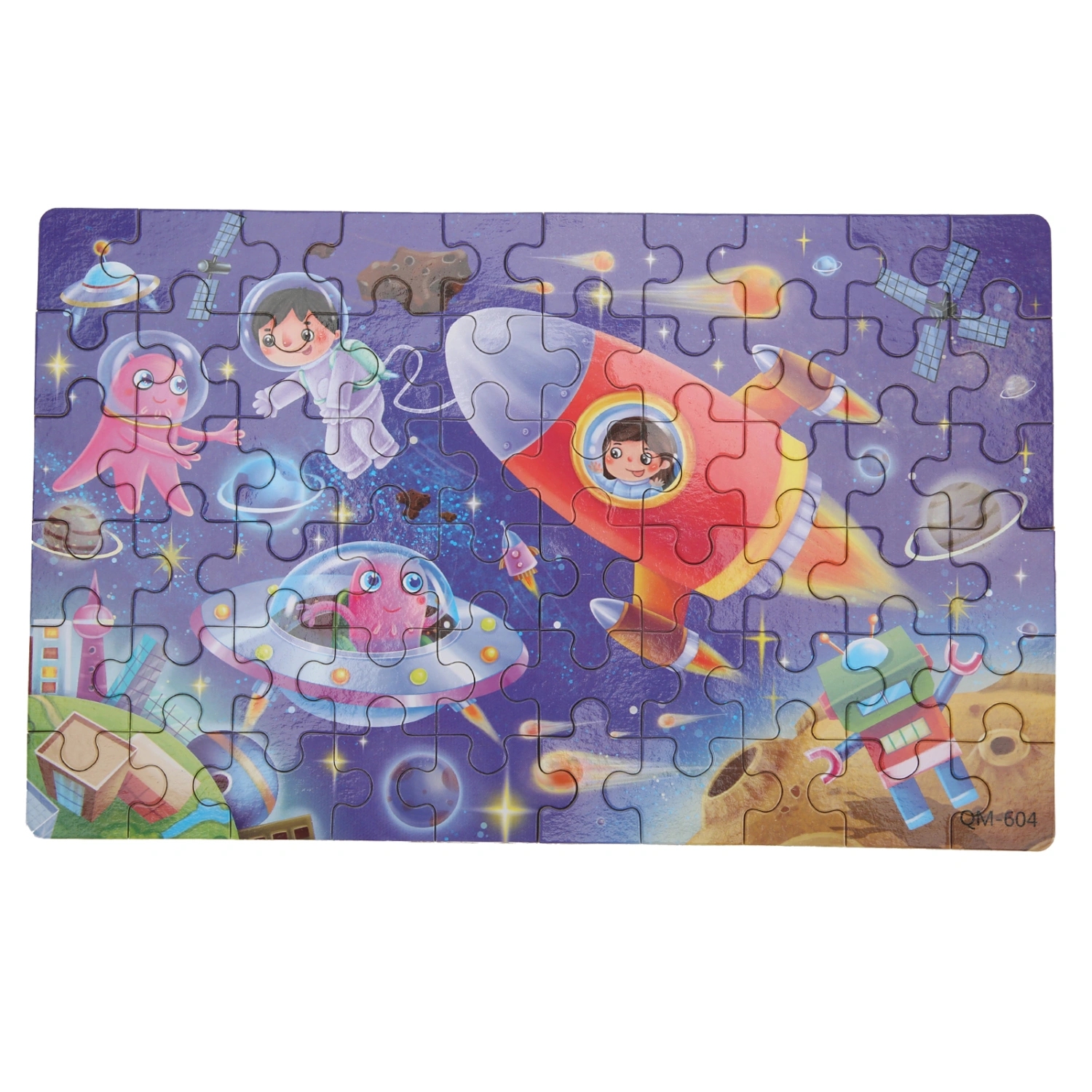 60pcs Children Puzzle Exquisite Cartoon Pattern Kid Jigsaw Puzzles Toy Gift with Storage BoxSpace