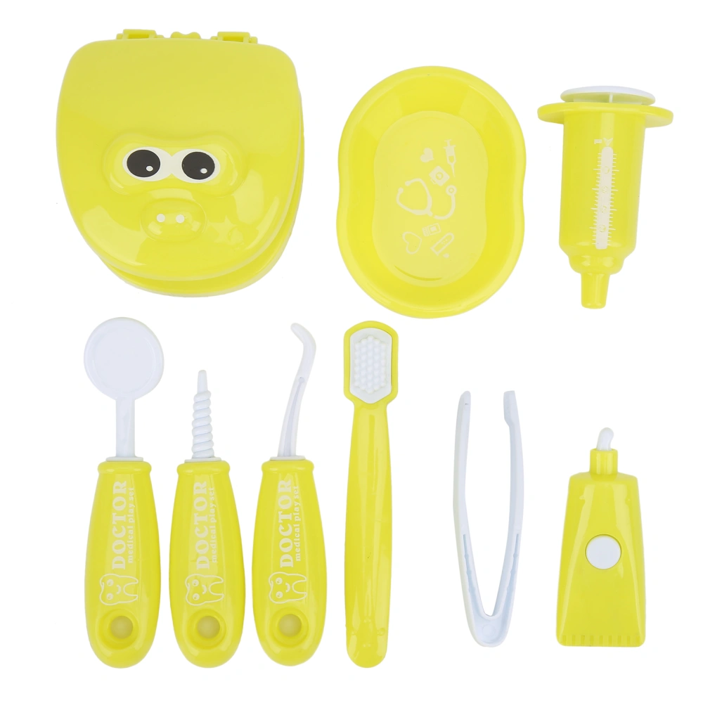 9pcs/set Children Pretend Play Dentist Check Tooth Model Set Dentist Role Playing SuppliesYellow