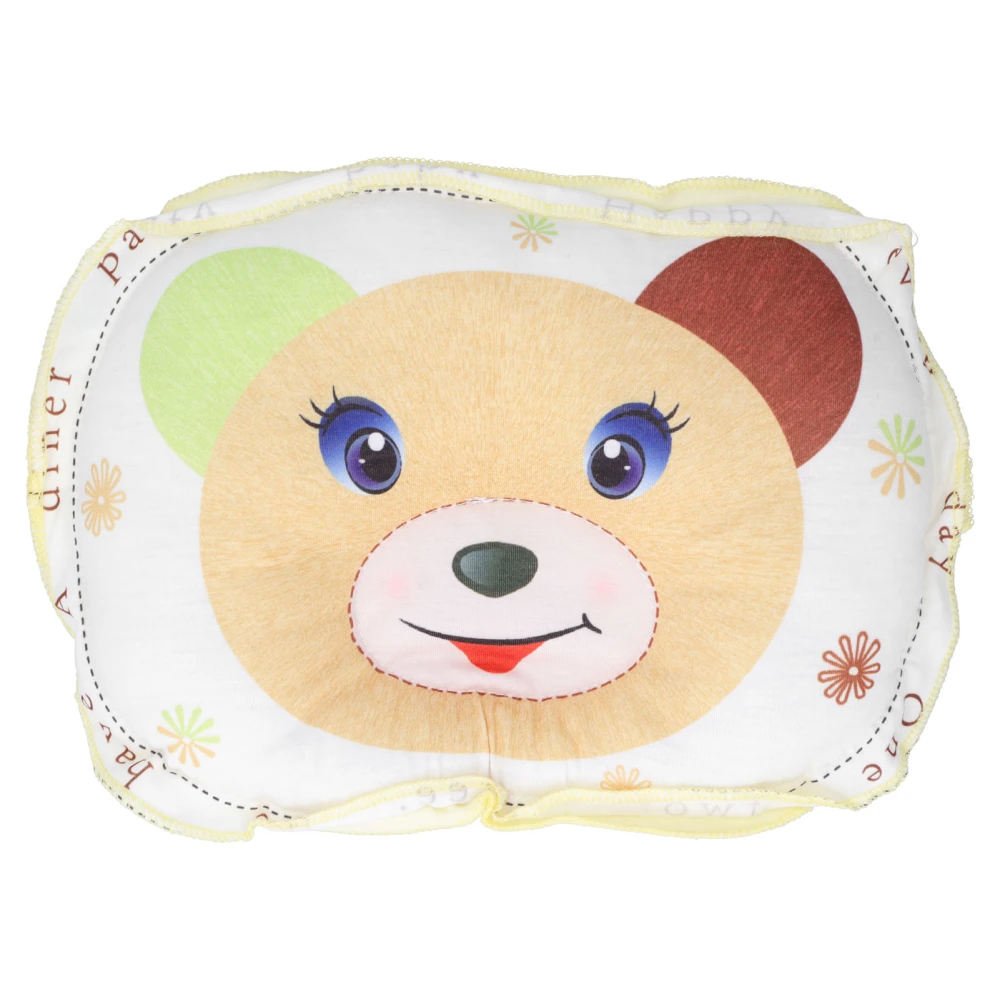 Baby Pillow Breathable Bear Shaped Newborn Flat Head Shaping Neck Support Pillow for SleepingYellow