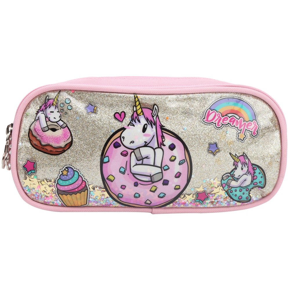 Cartoon Pattern Children Pencil Bag Storage Pouch Exquisite Portable Pen Case OrganizerPink