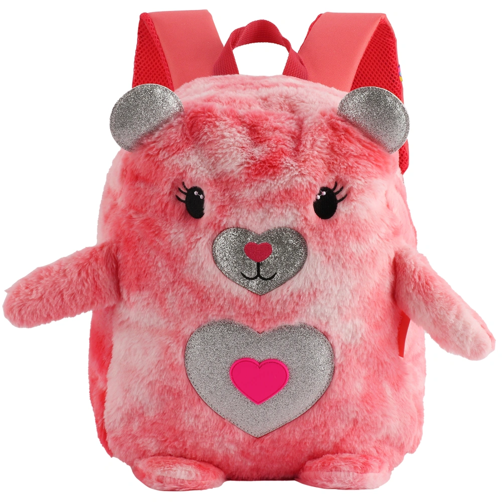 Cartoon Plush Backpack Cute Students School Backpack Adjustable Shoulder Strap BagRed