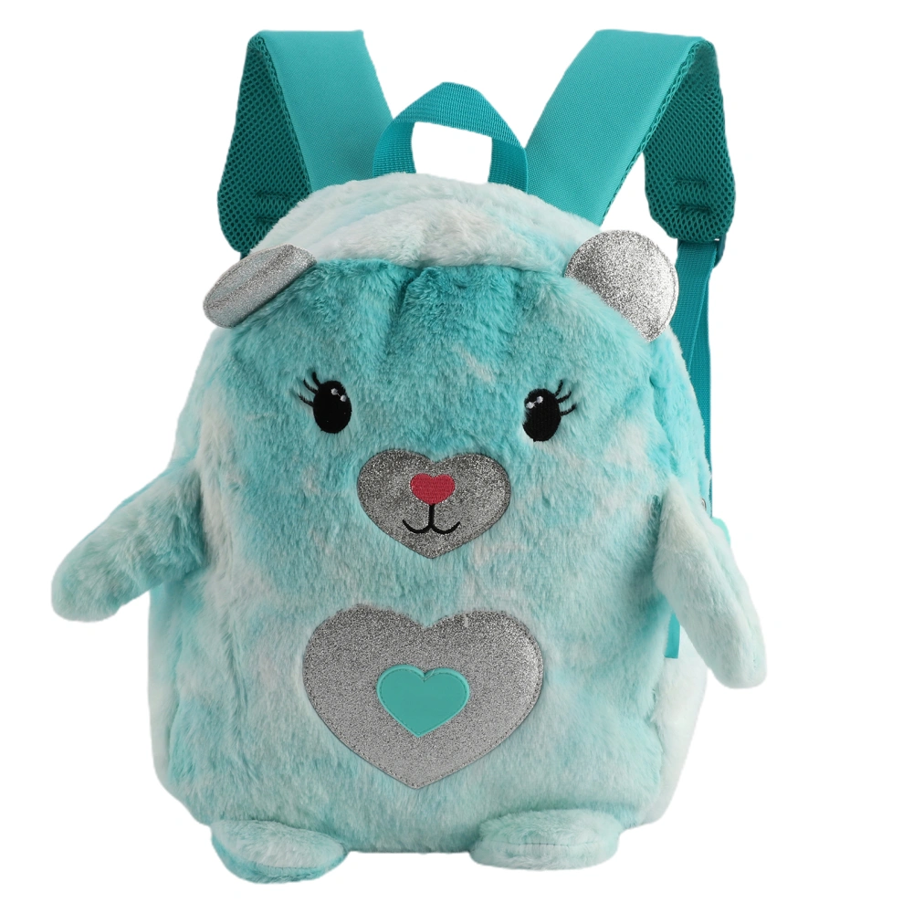 Cartoon Plush Backpack Cute Students School Backpack Adjustable Shoulder Strap BagBlue Green