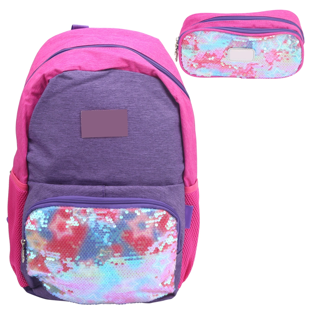 Children Shining Sequins Backpack Fashionable Travel Hiking Shopping Backpack BagPurple + Peach Red