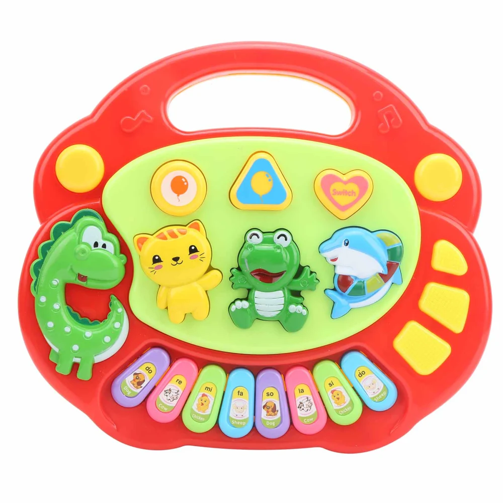 Cute Cartoon Animal Pattern Baby Musical Toy Toddler Educational Music Toy with LightRed