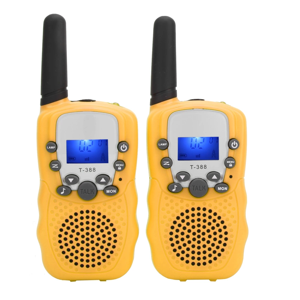 2pcs Children Walkie Talkie Portable LCD Display Walkie Talkie Birthday New Year GiftYellow