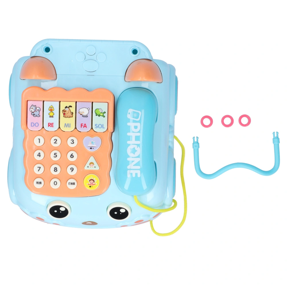 Children Telephone Toy Educational Simulation Telephone Toy with Light Music EffectBlue