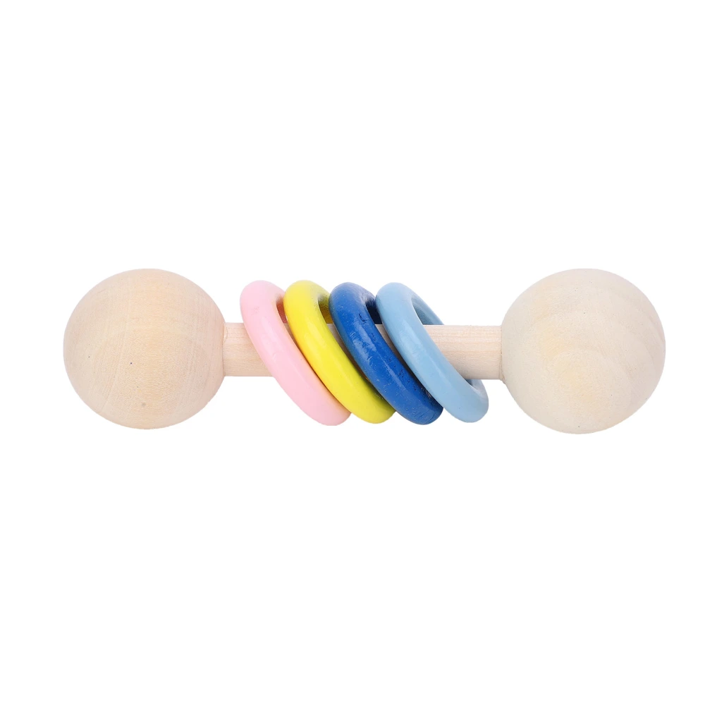 Wooden Rattle Colorful Rings Grasp Training Color Perception Baby Educational ToyFour Rings