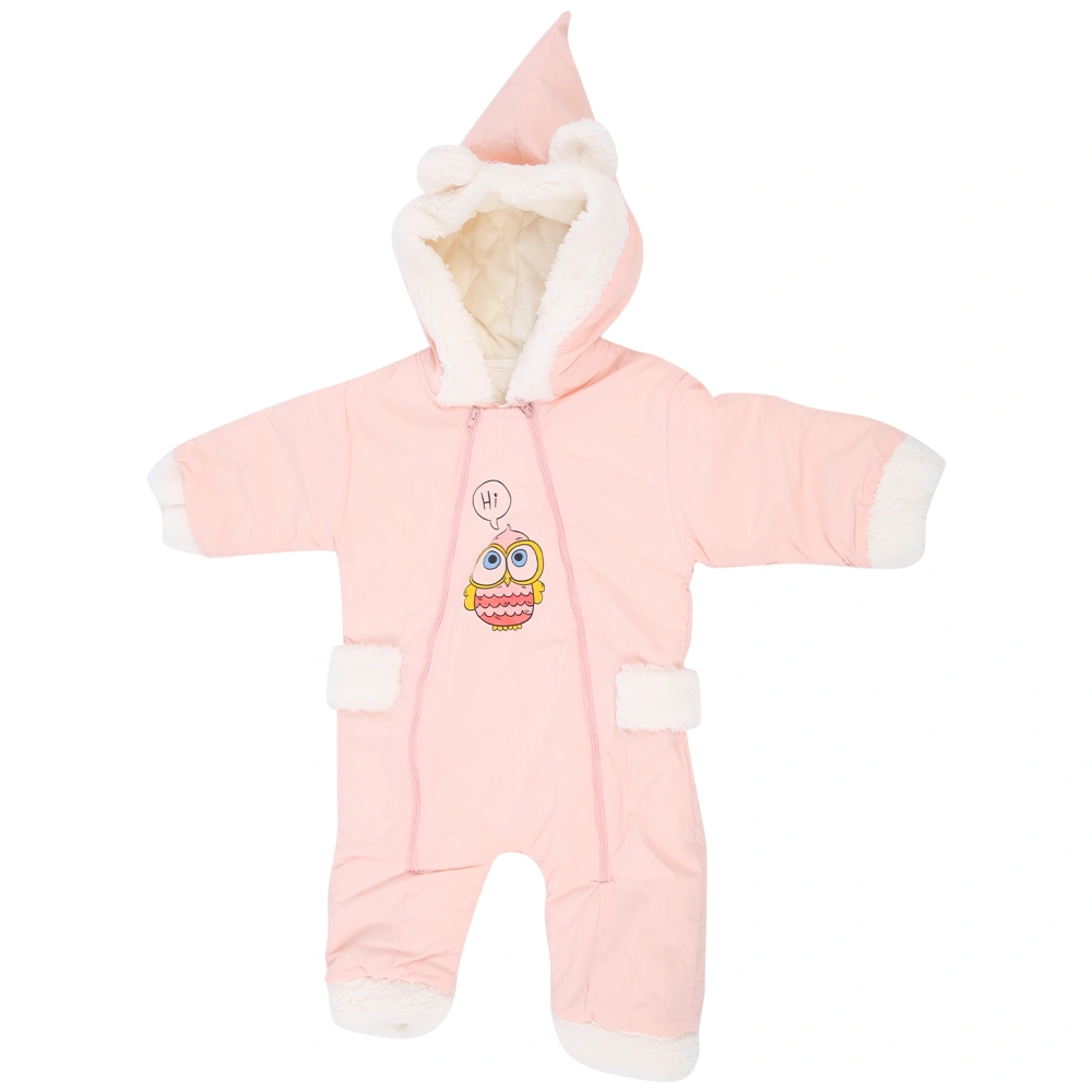 Baby Winter Clothing Warm Cotton‑Like Climbing Printing Long‑Sleeved Winter JumpsuitsPink 80cm