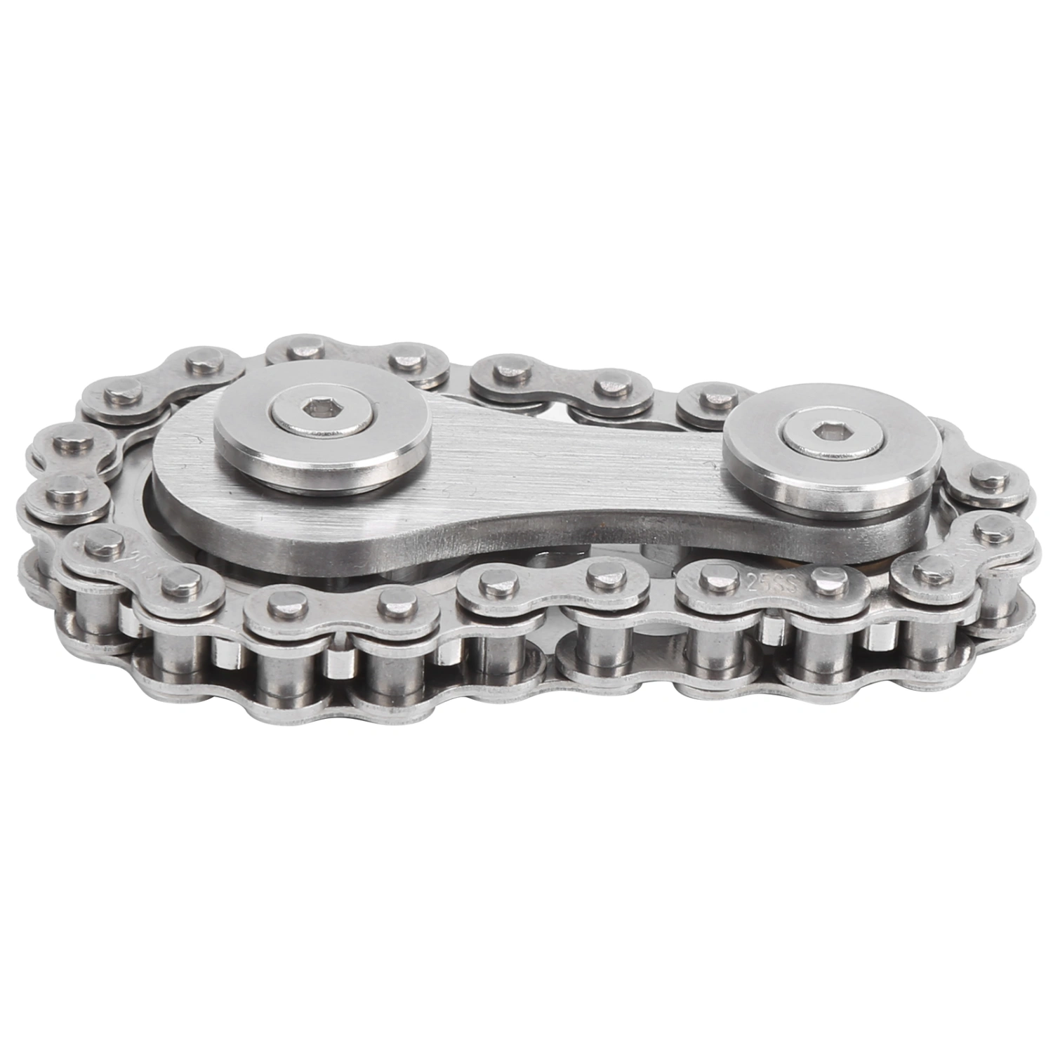 Fingertip Rotating Sprocket Model Flywheel Chains EDC Metal Pressure Relief Toy with Storage Zipper BagStainless Steel