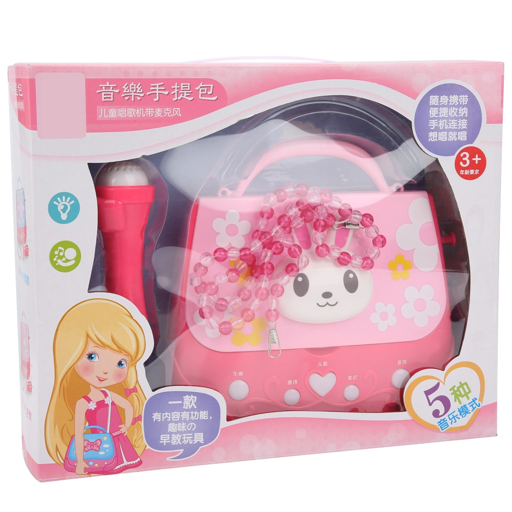 Music Storage Bag Toy Light Early Education Music Toys Children Gift with MicrophonePink